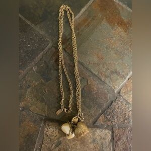 Gold-Tone Pendant Necklace with Pearl Accent